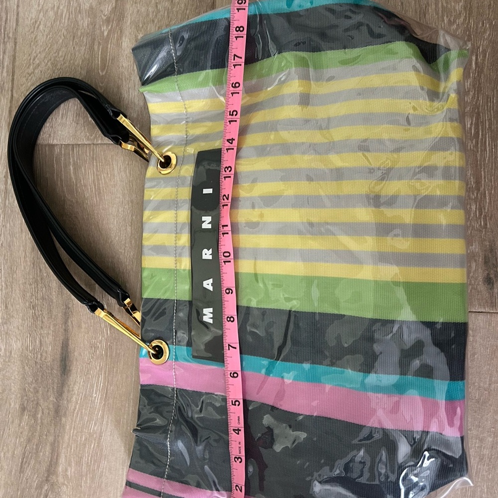 NWT Marni Multicolor Clear Overlay Striped PVC Tote — Green Pink Blue Gray - Picture 9 of 9